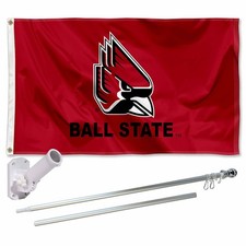 Ball State Cardinals Flag Pole and Bracket Gift Set Package