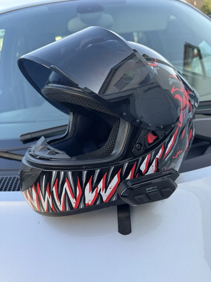 Gike Motorrad Helm Mit Eingebautem Sena Spider RT1 - Bild 2 von 2