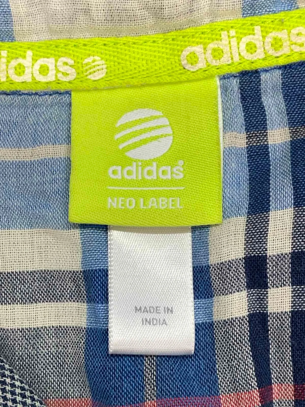 Adidas NEO Label Plaid  Vintage Sleeveless Hooded Shirt Vest Blue Check 2010,S. image 4