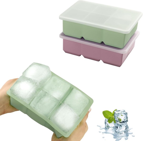 EiswüRfelform Silikon 2 StüCk 12 Fach Mit Deckel GroßE Quadratische 4,8Cm-image
