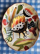 Vintage Clay Art Grill 'Em Up 2-Piece Ceramic Chip and Dip Set Circa 90s 