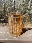 Vintage Marigold Carnival Depression Glass Pitcher Blocks & Arches Unmarked