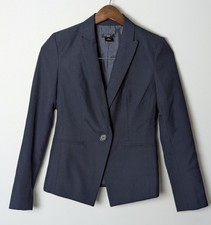 Ann Taylor Petite Wool Blend Blazer Jacket Women s Size 00P Navy One Button