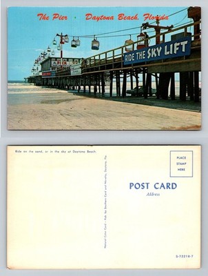 Daytona Beach FL-Florida The Pier Sky Lift Oceanfront Boardwalk Vintage Postcard
