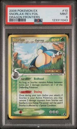 EX Dragon Frontiers Reverse Foil Rare Snorlax (Delta Species) #10 [PSA 9 ]