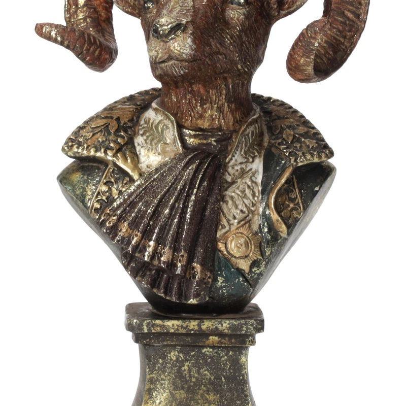 Busto Ariete Decorativo in Resina Statua Testa Montone Moderno Soprammobile 23, fotografia 6 di 9