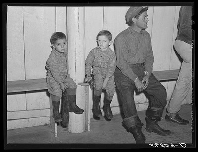 Delacroix Island Louisiana 1941 Fur Trapper with Two Children Muskrat Auction