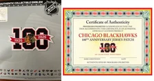 2025 -26 CHICAGO BLACKHAWKS 100TH ANNIVERSARY "AWAY" JERSEY PATCH  PUCK IN STORE
