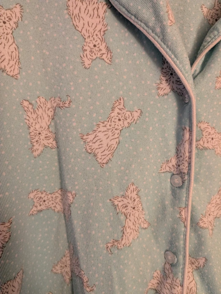 Juego de pijama Secret Treasures verde menta con estampado de perro cachorro terrier talla L tejido Foto 4 de 4