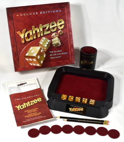 Vintage 1997 Deluxe Yahtzee Board Game Felt Tray Edition Milton Bradley Complete
