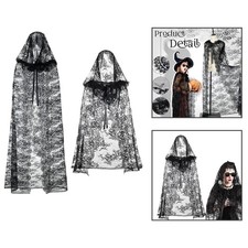 Halloween Cosplay Lace Witch Cloak Multifunctional Accessory Reusable Loose Fit