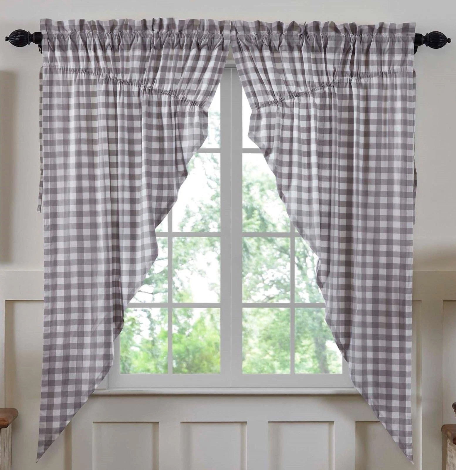 63" L Country Gray White Drawstring Prairie Curtains Lined Annie Buffalo Check
Opens in a new window