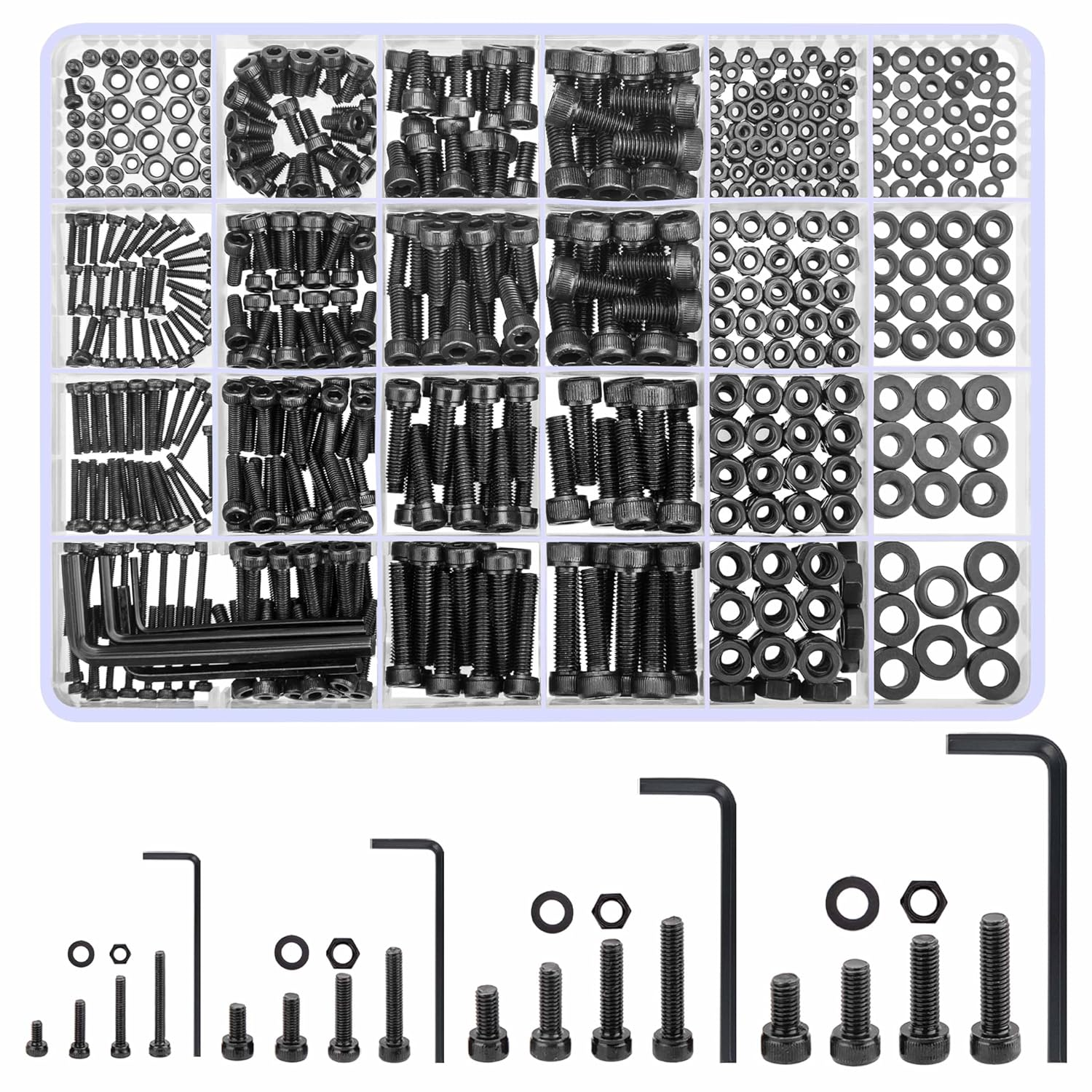 1230 Pcs M2 M3 M4 M5 Bolts and Nuts Set, Hex Socket Head Cap Screws Bolts and Nu