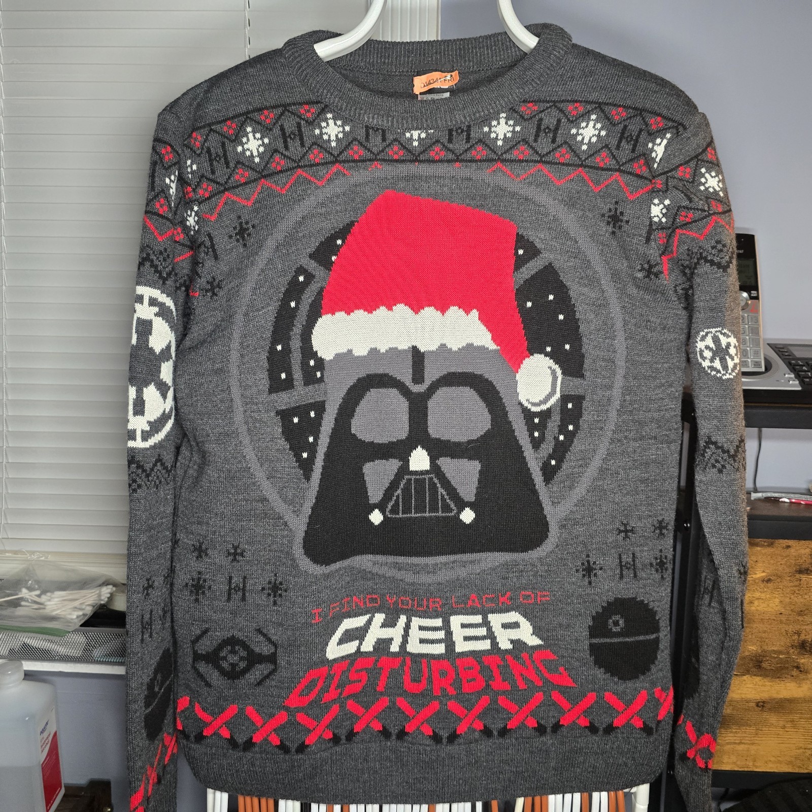 Star Wars Darth Vader Santa Ugly Christmas Sweater-Mens SMALL-Grey,Red,White,Blk