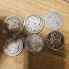 Lot Of 6 Morgan Silver Dollars  F, VF, XF, AU, 1884 2- 1890o, 2-1921d, 1896o