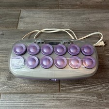 Conair Ion Shine Heated Hair Rollers Set 12 Purple Velvet Rollers with Case