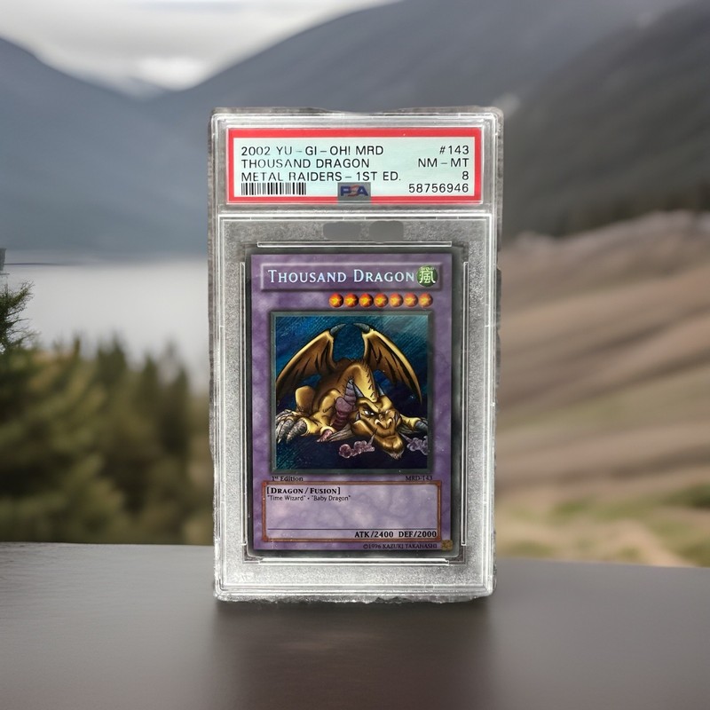YU-GI-OH THOUSAND DRAGON 2002 METAL RAIDERS 1ST ED MRD-143 PSA 8