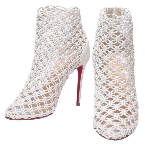 Christian Louboutin Size 37.5 Women's Almond Toe Leather Boots in White - Picture 3 of 10