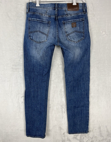 ARMANI EXCHANGE Men's Jeans 32 Blue Wash Slim Fit Destroyed Patchwork - Picture 2 of 17