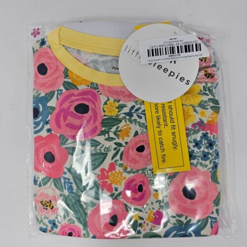 NIB Little Sleepies OG Secret Garden with yellow trim Bamboo PJ Set size 5/6
