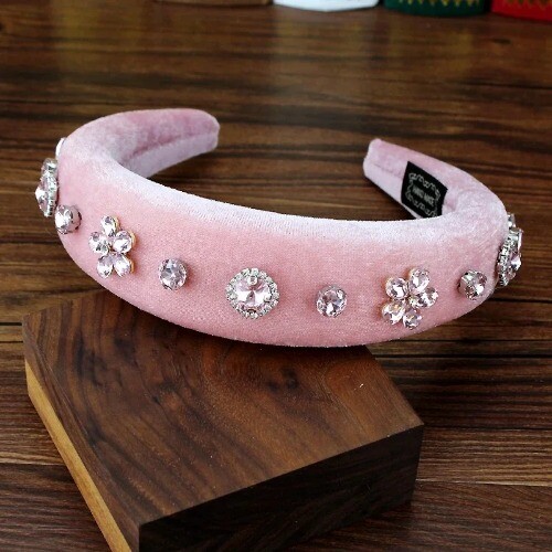 Pink Crystal Princess Padded Headbands Rhinestone Hairbands Hair Jewelry Girls - Imagen 24 de 25
