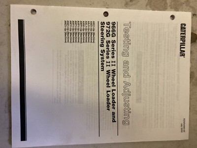 CATERPILLAR CAT 966G 972G WHEEL LOADER HYDRAULIC TESTING  MANUAL AXP AWP ANZ AWY