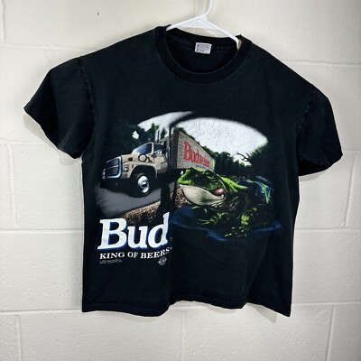 Vintage 1995 Green Budweiser Beer Frogs T Shirt Medium Famous