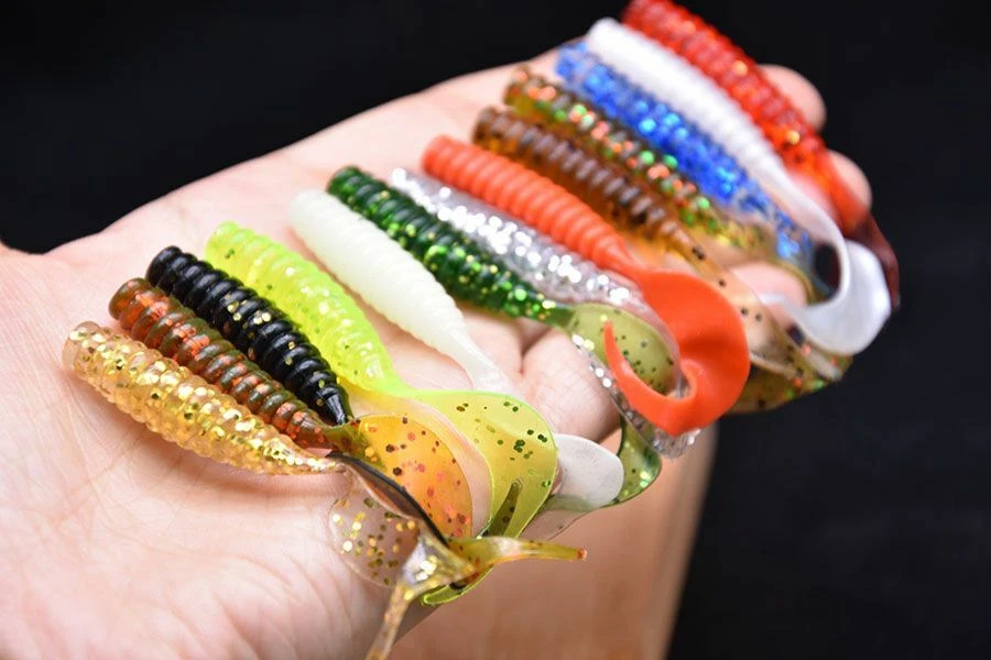 20pcs Soft Grub Lures 6cm Rubber Silica Bait Worm Lure Fishing