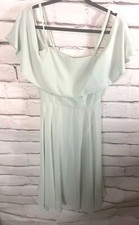 NWT Asos Women's Size 4 Green Short Sleeve Off The Shoulder Knee Length Dress