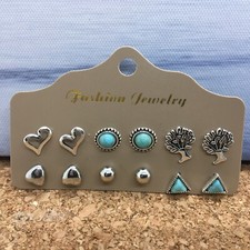 12 Piece Matching Stud Earrings Set Retro Boho New Free Ship 3957