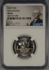 2022-P Wilma Mankiller NGC MS69 American Women Washington Quarter 25C