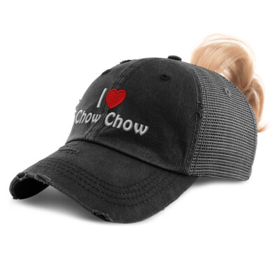 Womens Ponytail Cap I (Love) Clumber Spaniel Red Heart Pet Lovers Dog Cotton
