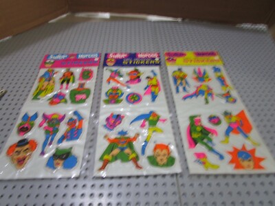 VINTAGE 1979 3 DIFFERENT PACKS SUPER HEROES PUFFY 3D STICKERS--SEALED--BRAND NEW