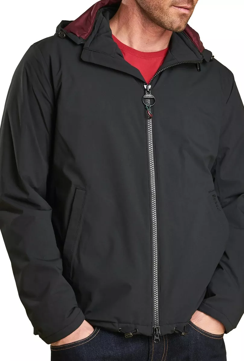 Barbour Whitburn Mens Hooded Front Zip Waterproof Jacket in Black