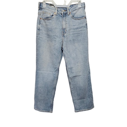 Monki Zami High Waist Straight Leg Cropped Jeans Size 29 Organic Cotton BNWT