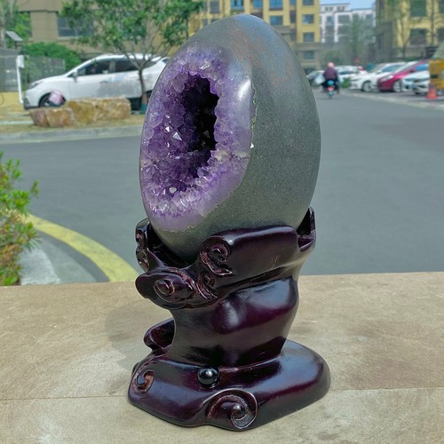 Lila Amethyst Geode Drachenei - natürlicher Kristall - Heilstein Kunst - 4,46 Pfund - Bild 9 von 12