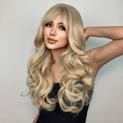 Blonde Layered Heat Resistant Hair Long Wavy Women Cosplay  display picture 3