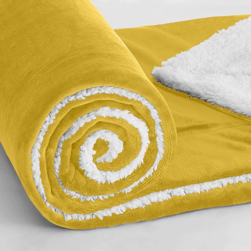 480 GSM Heavy Sherpa Fleece Blanket Soft Warm Sofa Bed Throw Faux Fur Blanket UK - Picture 35 of 132