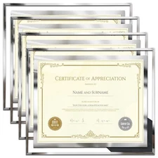 4Pack 8.5x11 Inch Glass Certificate Document Frames for Diplomas Awards Tabletop