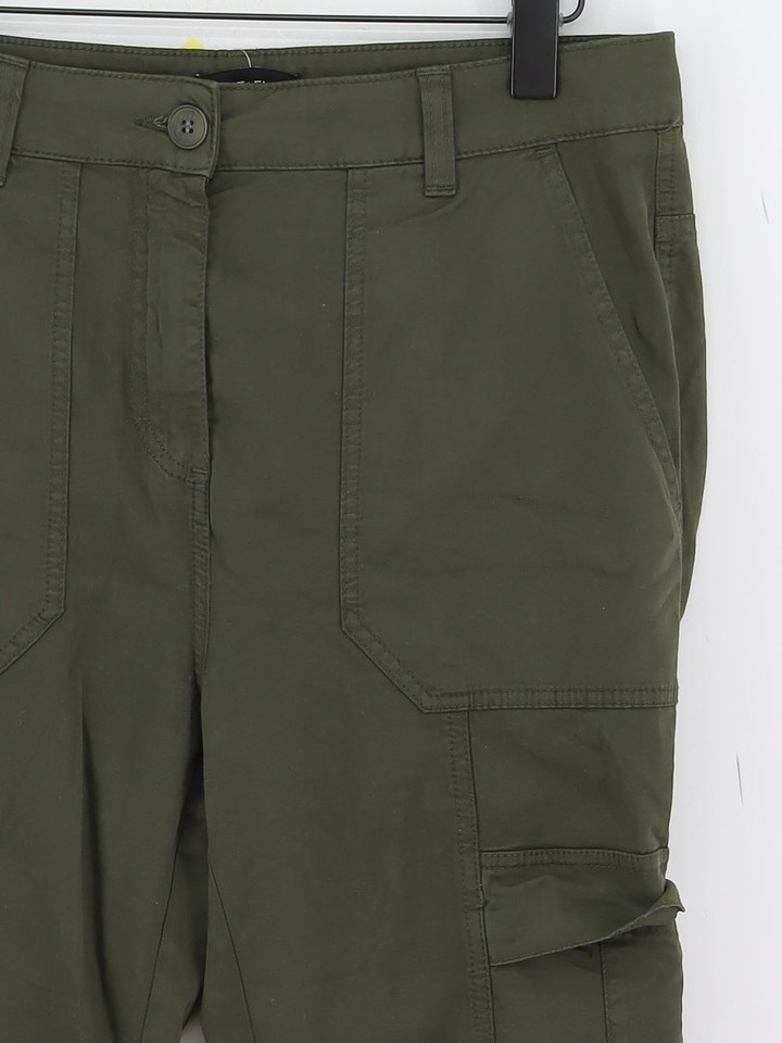 ME+EM Women's Trousers UK 12 Green Cotton with Elastane Straight Cargo
