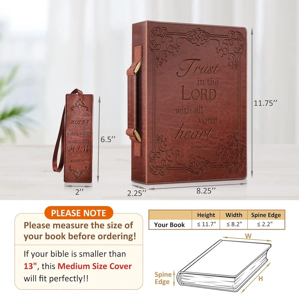 Leather Classic Bible Cover Carrying Book Case Large Church Bag Bible Protective - image 3 of 4