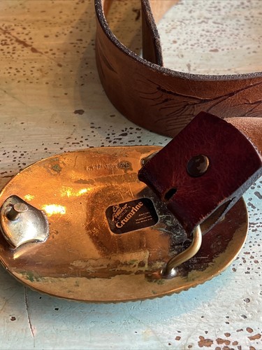 Beautiful CRUMRINE Jewlers BRONZE LETTER C Heavy Well Made in USA Belt & Buckle - Picture 5 of 12