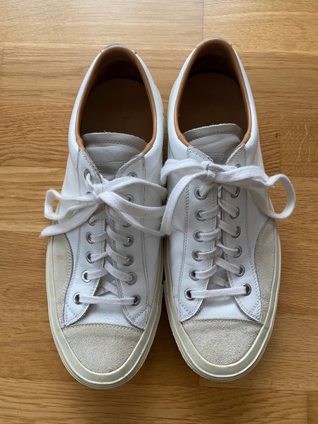 Dries van Noten weiße Low-Top Sneaker aus Leder und Wildleder Gr. 41