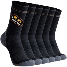 Thin Merino Wool Socks for Men, Light Cushion Crew Socks for Hiking Work