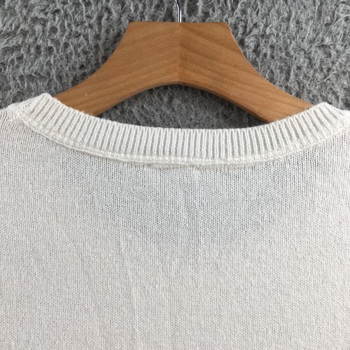 Suéter Talbots para mujer M blanco mezcla de algodón tejido apretado manga larga cuello redondo - Imagen 9 de 13