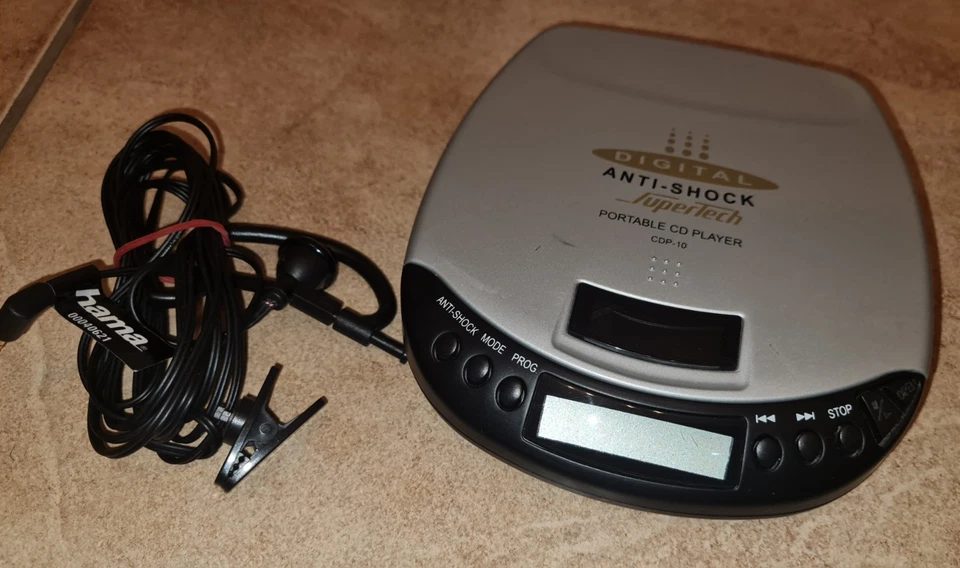 Super Tech CDP-10 Portable CD Player Discman Anti-Shock Voll Funktionsfähig Hama - Bild 3 von 4