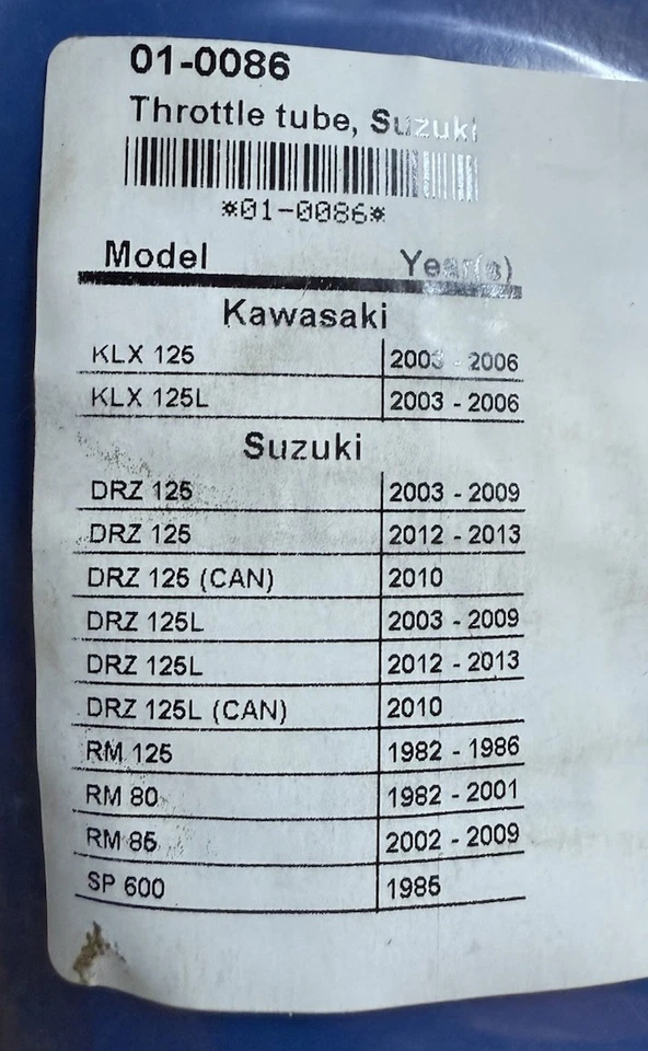Kawasaki KLX 125 Suzuki RM 125 80 85 2003-2006 Throttle Sleeve Tube 1982-1986 - Image 2 of 4