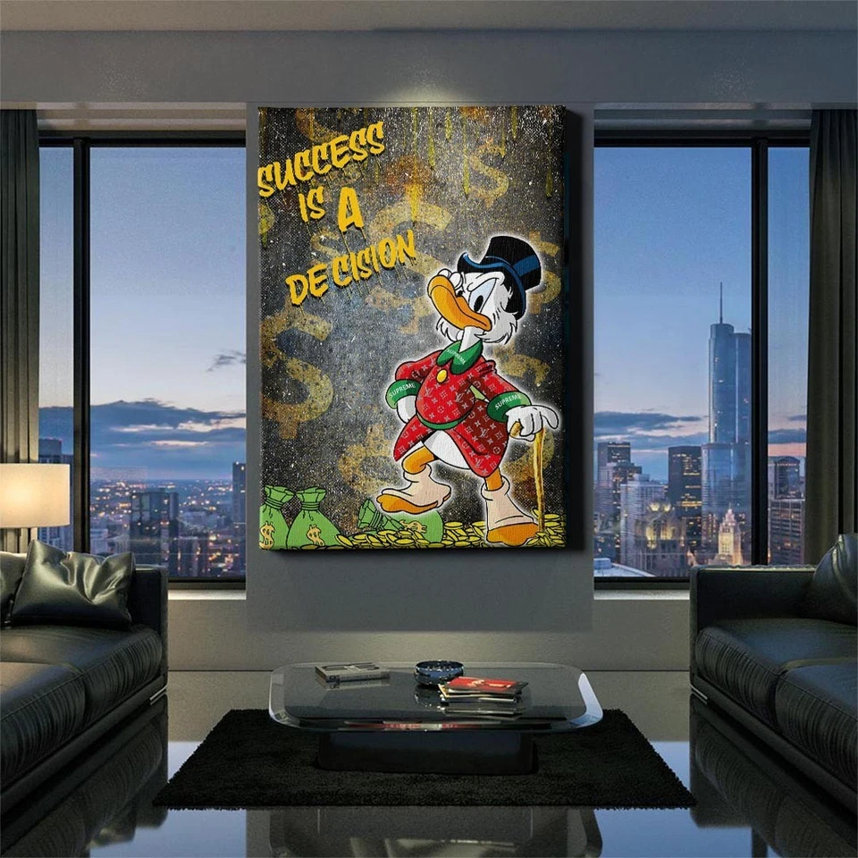 ✅WANDBILD LEINWAND,  ACRYLGLAS DAGOBERT DUCK LUXUS MOTIVATION BILD PREMIUM - Bild 2 von 4