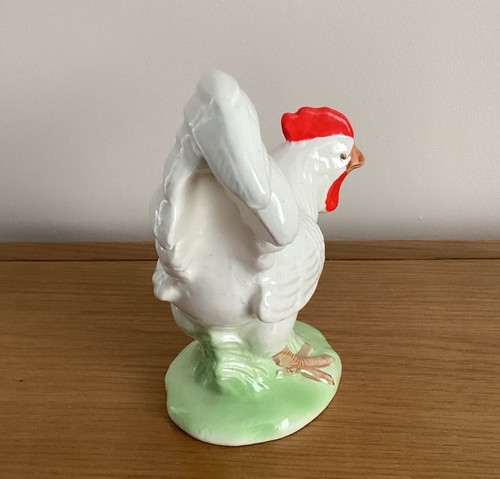 Vintage Keramik glasiert weiß Hahn Hahn Statue rustikal Landhaus Deko - Bild 4 von 8