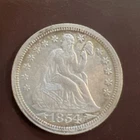 1854 U.S. Seated Liberty Silver Dime AU Cleaned Z-502